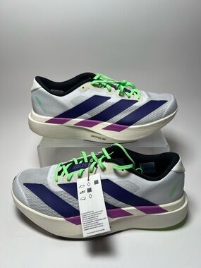 Adidas Adizero Evo SL White Collegiate Purple Lime Burst Men’s Size JS4495